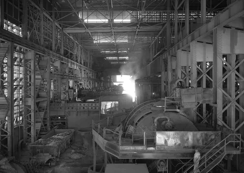 The interior of the Kaiser Steel mill, Fontana, California
