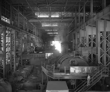 The interior of the Kaiser Steel mill, Fontana, California